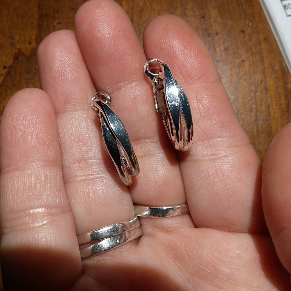 Sterling silver plated double hoop earrings slightly worn by me I like them!